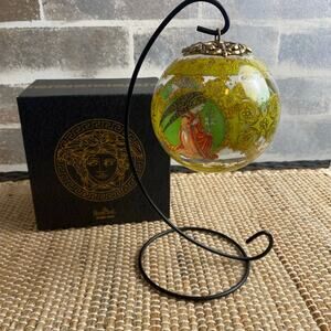 90s VERSACE Rosenthal Christmas Glass Ball Ornament Glaskugel L'ange Gabriel